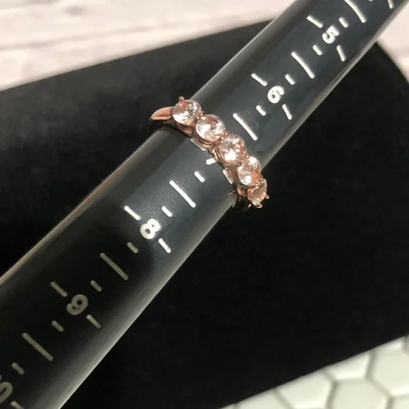 Estate Rose Gold 925 CZ Women's size 7 Ring 2.31g - Picture 3 of 9